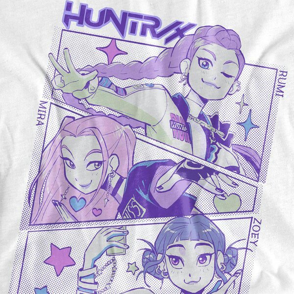 K-Pop Demon Hunters Unisex Adult Huntr/X Anime Long-Sleeved T-Shirt - White
