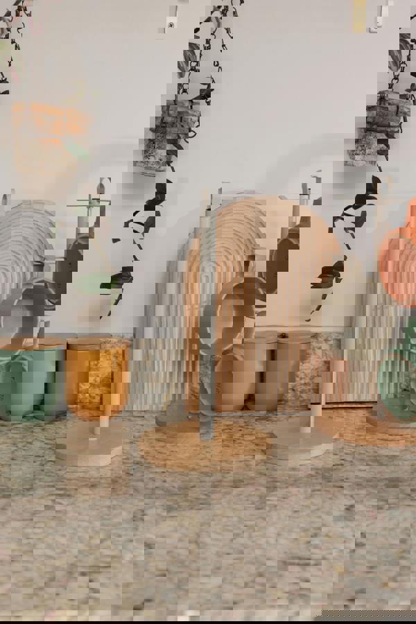 KitchenCraft Idilica Metal Kitchen Roll Holder with Beechwood Base