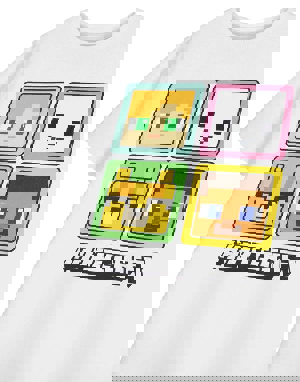 Minecraft Girls White Squares Short Sleeved T-Shirt