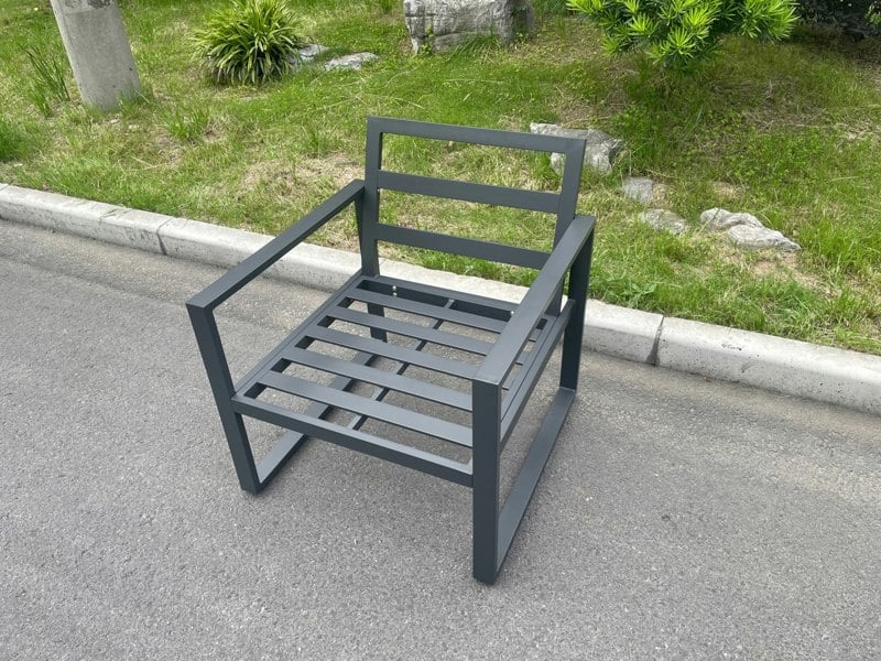 Fimous Aluminum Outdoor Garden Furniture Single Arm Chair Sofa With Seat And Back Cushion Dark Grey
