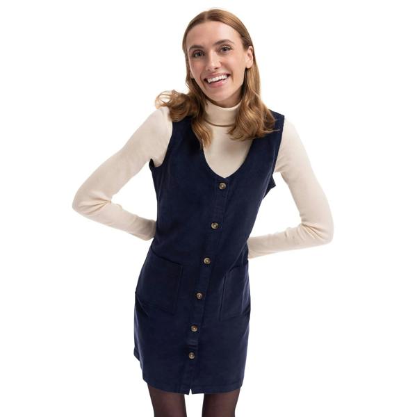 Trespass Womens/Ladies Tarissa Corduroy Pinafore Dress - Navy - 