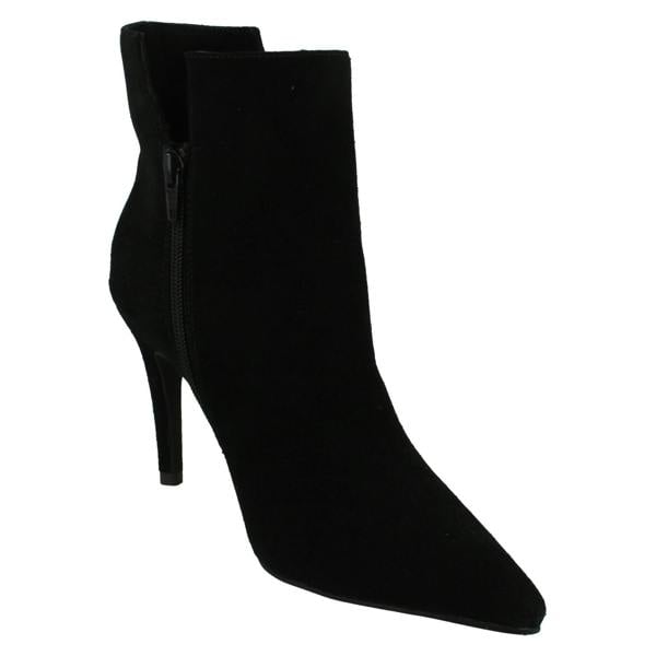 Spot On Ladies Spot On High Heel Leather Ankle Boots with Inside Zip F51212