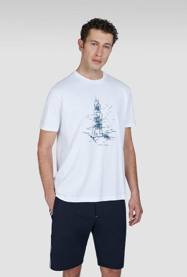 Paul & Shark Men's T-Shirt in Cotton Jersey With Lighthouse Print