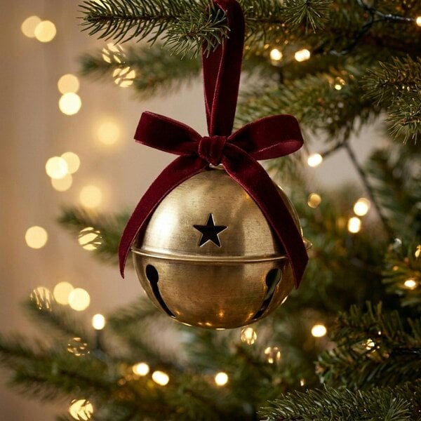 Garden Greatness Hanging Gold Bell with Velvet Bow