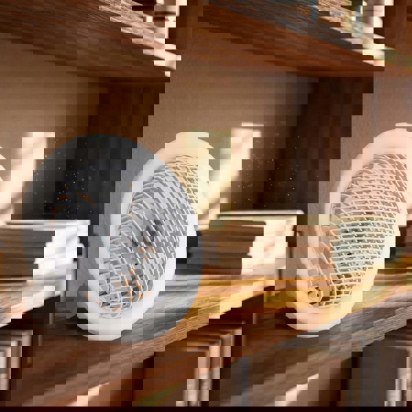 White Rechargeable 3 Speed Desk Fan with LED Dimmable Ring Light Image 6