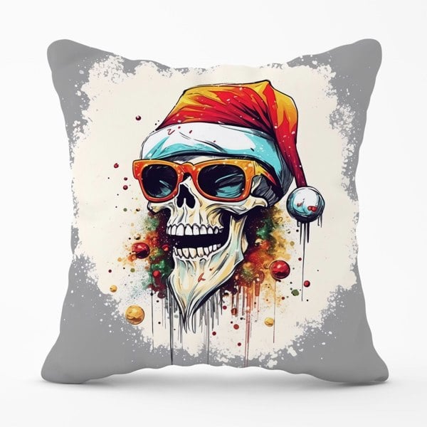 Warren Reed Santa Skull In Glasses Splashart Cushions