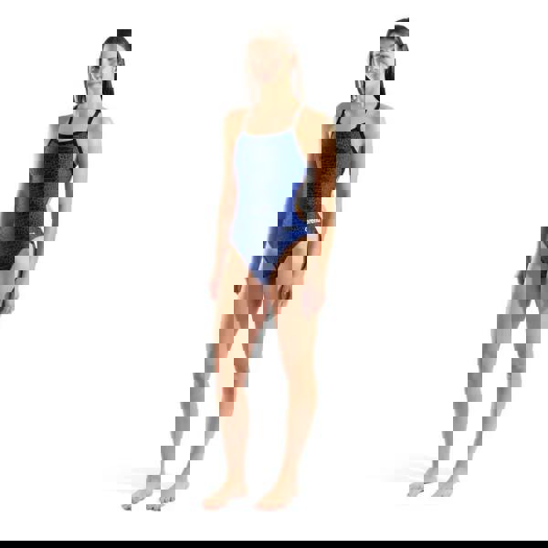 Arena Snakeskin Challenge blue one-piece swimsuit with black trim