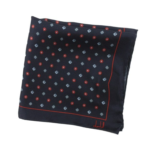 Dunhill mulberry silk pocket square Luxurious silk with an archive cufflink pattern