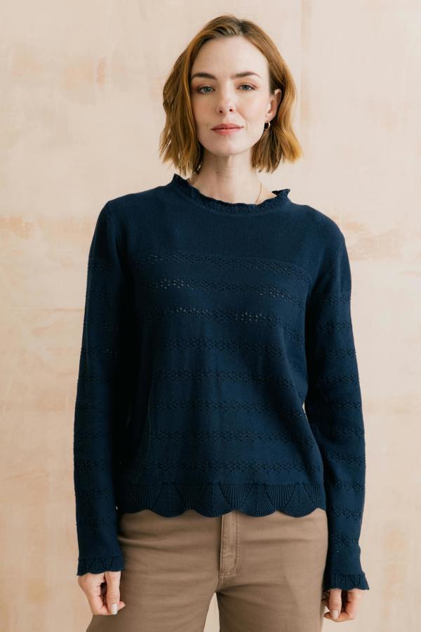 Lily & Me Rosie Pointelle Detail Jumper Navy