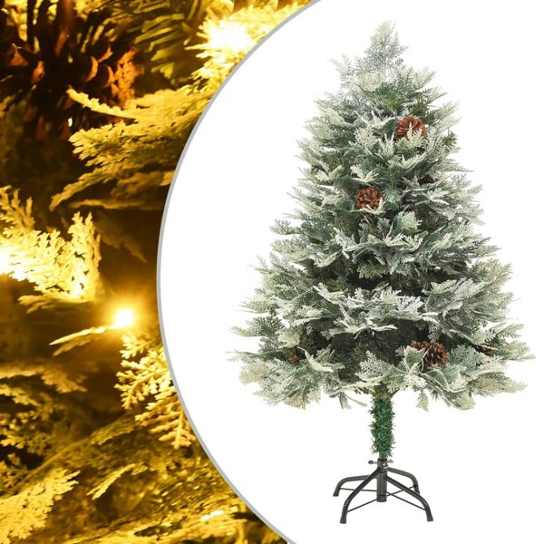 Berkfield Christmas Tree with LEDs&Pine Cones Green 150 cm PVC&PE