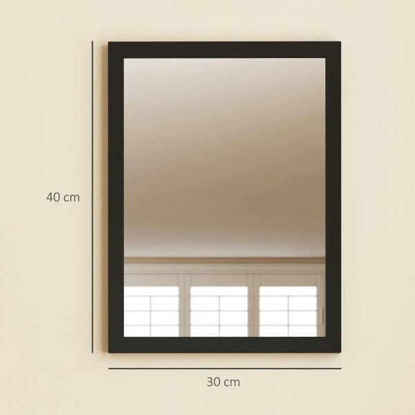 Bobobiy Wall Bathroom Mirror, 30 x 40 cm Wall-Mounted Mirror for Living Room, Bedroom, Hallway, Set of 2, Black