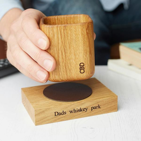 MijMoj Design Personalised Wooden Whiskey Coaster With Leather