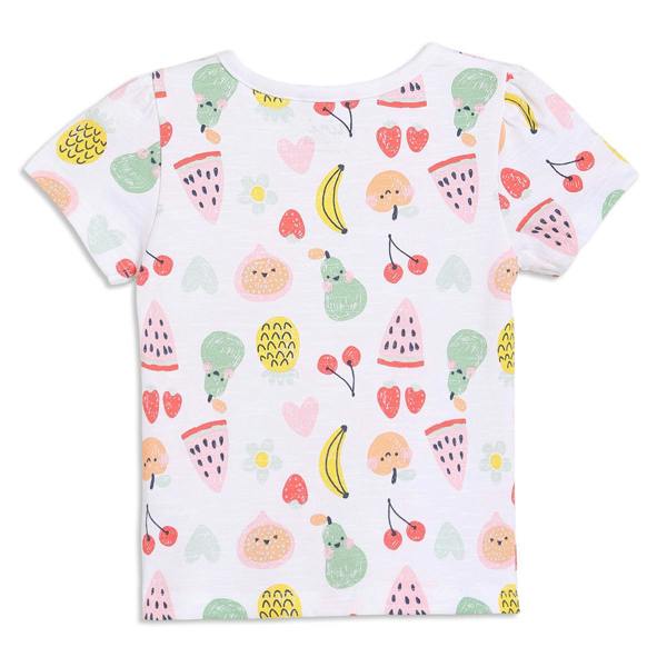 Mini Cuddles Baby Girls Fruit Print Dungaree 2pc Set , Multicolour