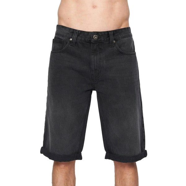 Crosshatch Mens Tillforth Denim Casual Shorts - Black Wash