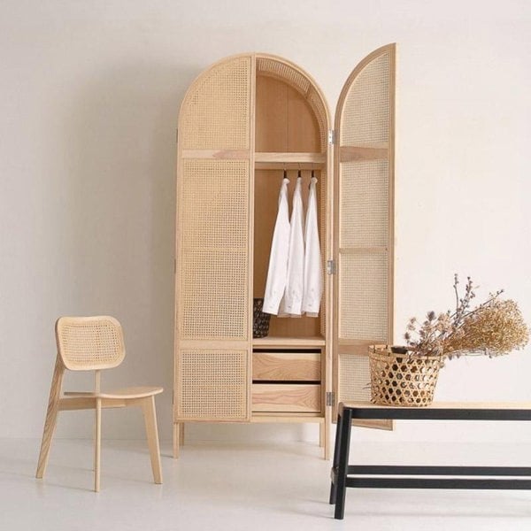 Melisa Rattan Wardrobe, Oak, Solid Wood-Weilai Concept-Weilai Concept