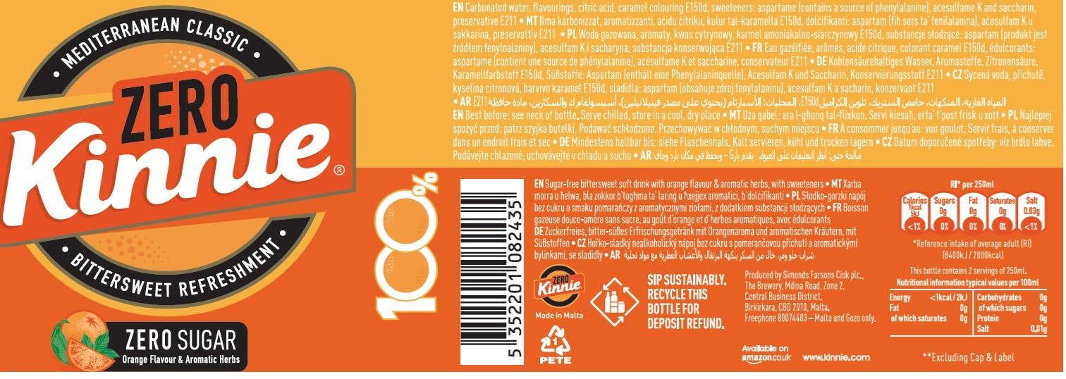 Kinnie ZERO BOTTLES (12 x 500ml)