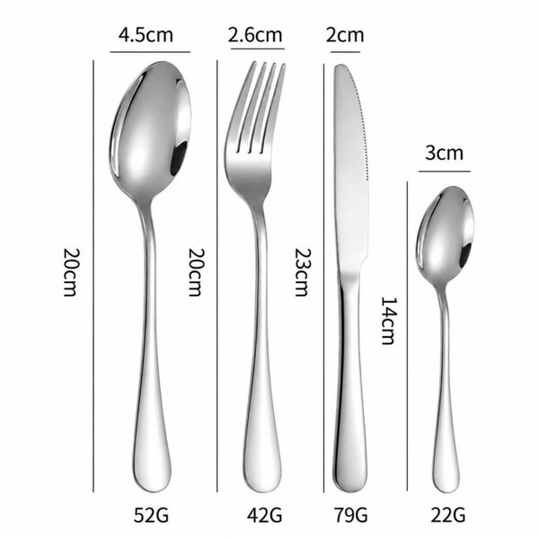 Dyzi 24 Piece Stainless Steel Cutlery Set Silver with Gift Box
