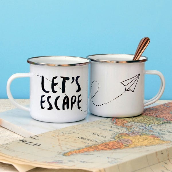 ThatsNiceThat Let's Escape Paper Plane Enamel Mug