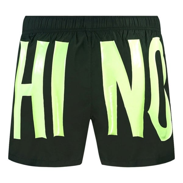 Moschino Large Yellow Logo Swim Shorts - Black