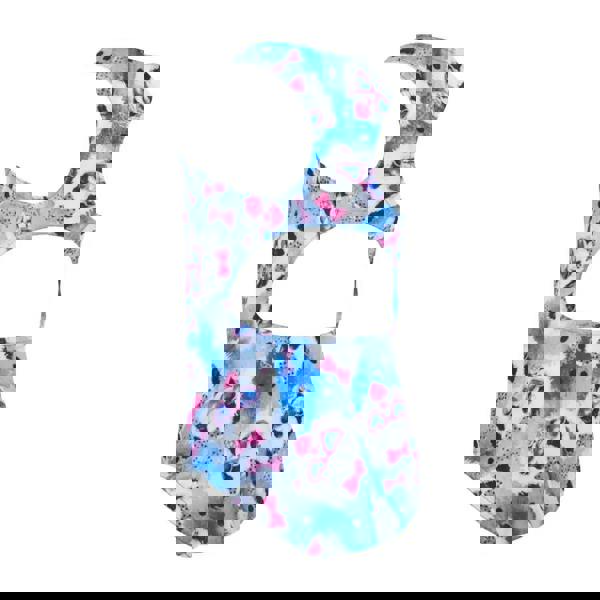 Zoggs Tots Girls Party Panda Actionback Swimsuit in blue floral nylon spandex