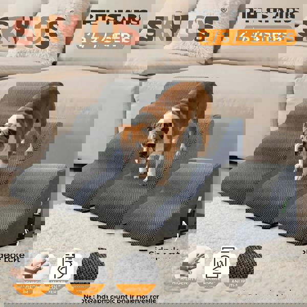 Skylos Pet Stairs Dog Ramp for Bed Sofa Small Dog 2/3/4 Step Non-Slip Washable