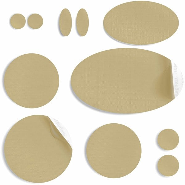 Beige Puffer Jacket Repair Patches | Waterproof, Pre-Cut, Self-Adhesive, Tear-Resistant (11 Pieces)