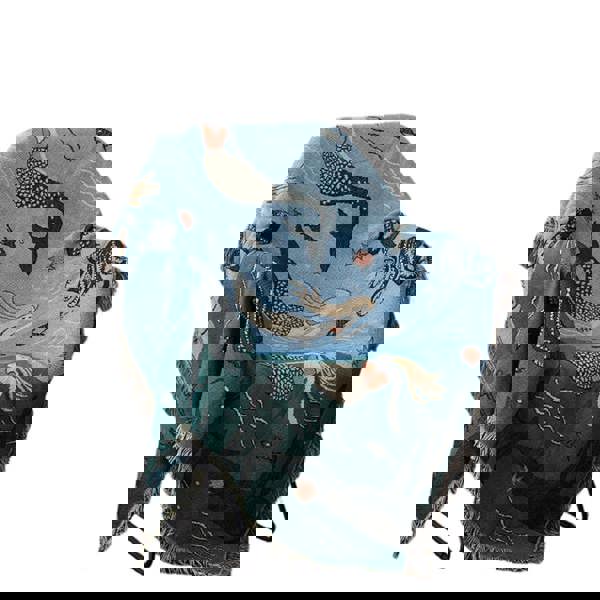 Anyhouz Anycozy Throw Blanket Blue Faux Cashmere Sofa Cover Mermaid Pattern Tassel Soft Picnic Camping Mat 180*230cm