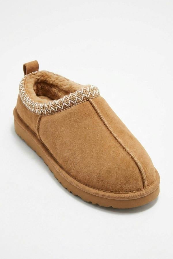 Odette Faux Suede Lined Slipper Mules - Camel