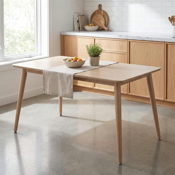 Kosy Koala Modern Rectangle Wood Effect Dining Table Set With 4 Grey Plastic Chairs Dining Room Furniture