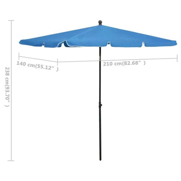 Berkfield Garden Parasol with Pole 210x140 cm Azure Blue