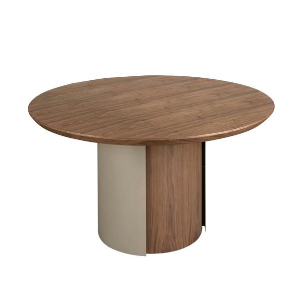 Angel Cerdá Round dining table walnut and metallic sand steel 1163