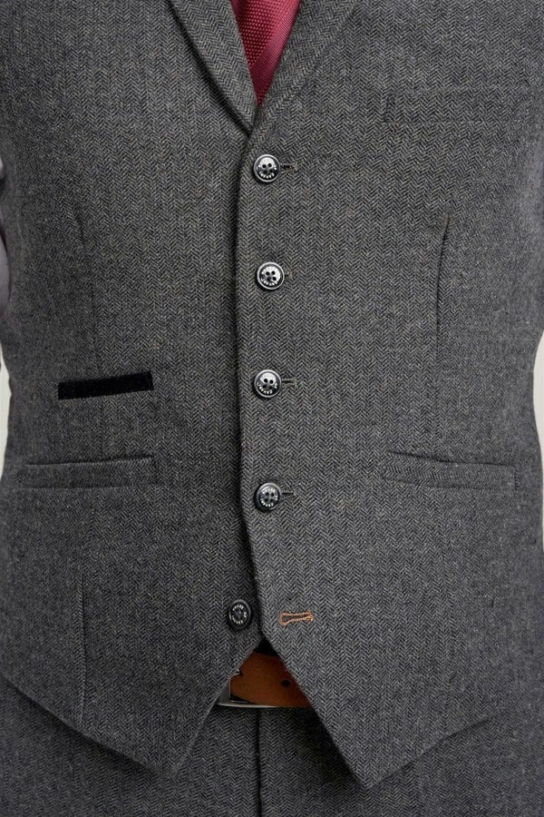 House of Cavani Cosmo Tweed Waistcoat - Grey