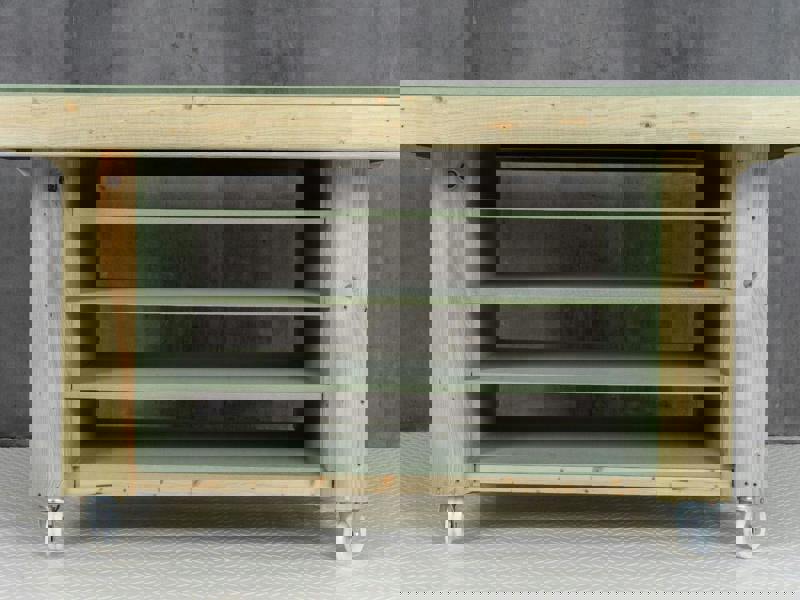 Art/Craft Project Workbench with Storage V.1, designed to elevate your creative projects. This sturdy workstation features a moisture-resistant 18mm MDF top, providing a durable and smooth surface ideal for various arts and crafts activities