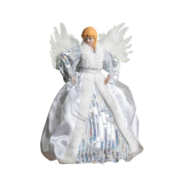 Samuel Alexander 30cm Christmas Tree Topper Angel Decoration in White & Silver