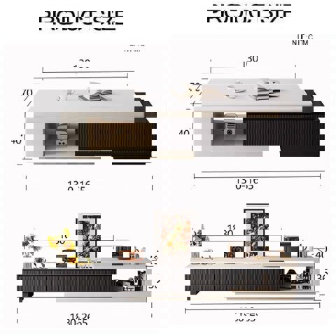 Bonnie TV Stand Set With Coffee Table, Black & White-Rit Concept-Rit Concept