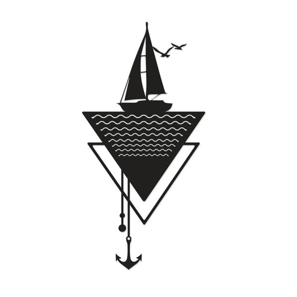 Decortie Modern Metal Wall Art Anchor Home Ornament Decorative Minimalist Design Hanging Wall Sculpture, Black