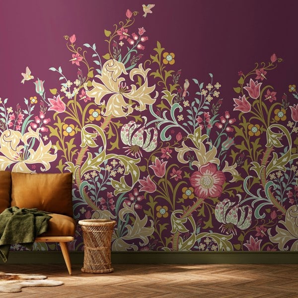 Origin Murals Trailing Lily - Aubergine
