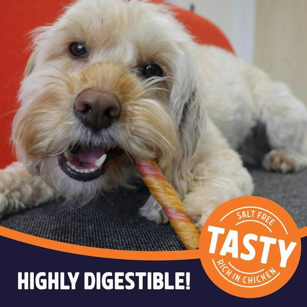 Rosewood Chewy Twist Long Lasting Dog Treat With Chicken 115g