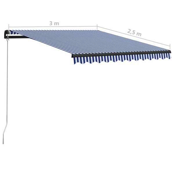 Berkfield Manual Retractable Awning 300x250 cm Blue and White