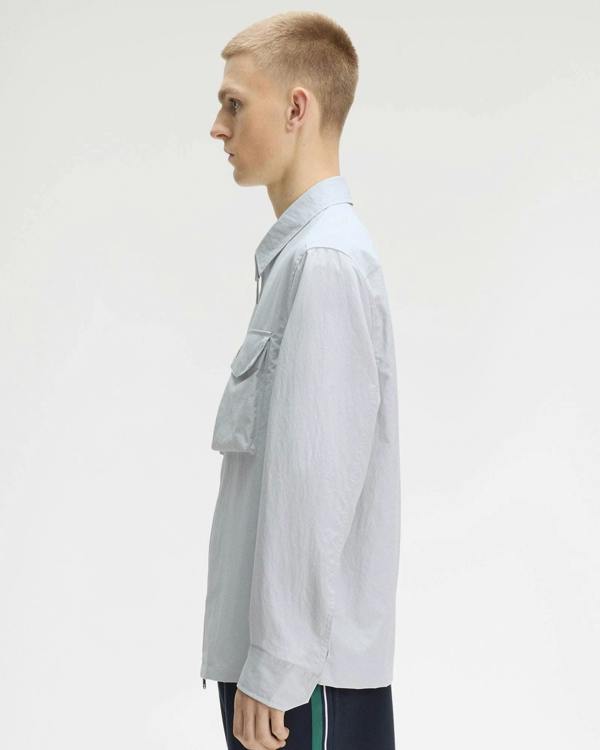 Fred Perry Mens Ripstop Pocket Overshirt - Dusky Blue 28A | CHO | Designer Mens Overshirts