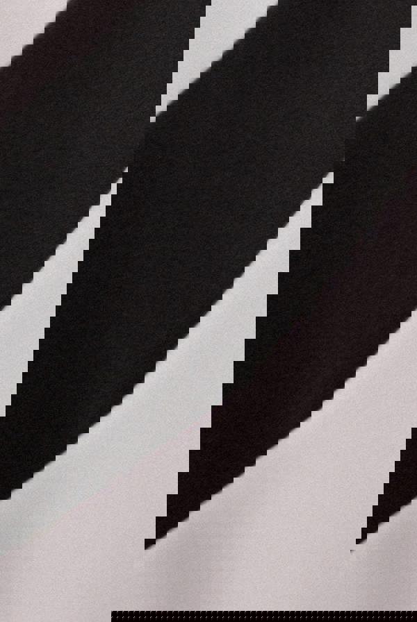 Striped Contrast Asymmetric Midi Dress - Black Cream DR4947