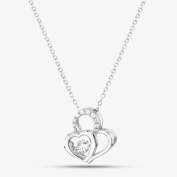 T. H. Baker Silver Cubic Zirconia Circle Heart Necklace MP02327D