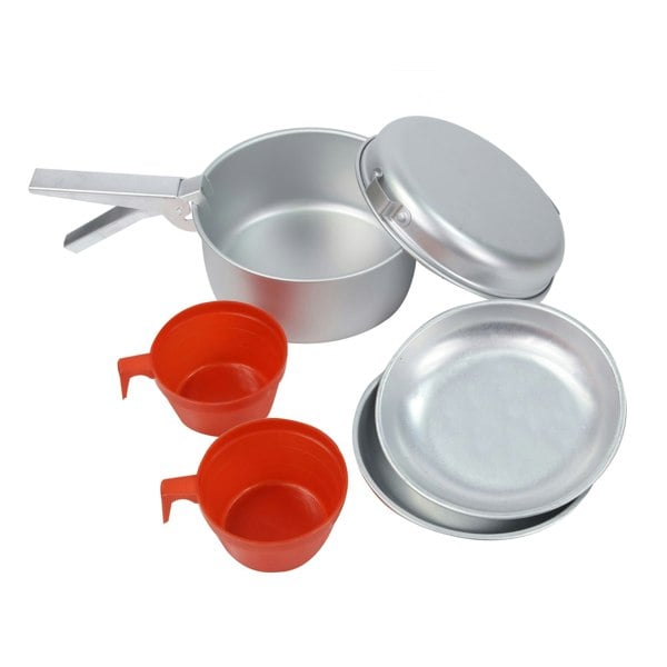 Regatta 2 Person Aluminium Cook Set - Silver/Red