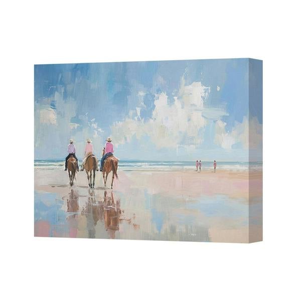 Benjamin Tate Design Coastal Beach Scene Canvas Art Print With Horses UK Made