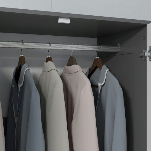 Wyld Haus Corario Wooden Grey and White 2 Door Wardrobe With 3 Drawers And Hanging Rod