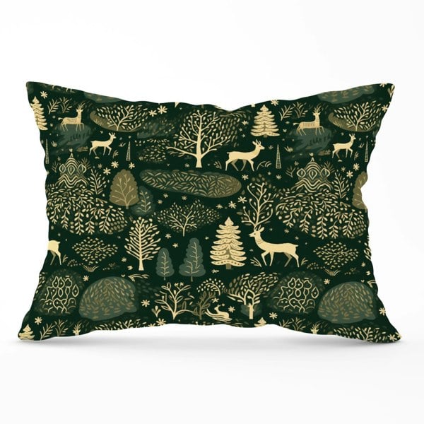 Warren Reed Green Christmas Woodlands Cushions