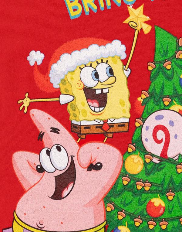 SpongeBob SquarePants Unisex Kids Red Christmas Tree Short Sleeved T-Shirt