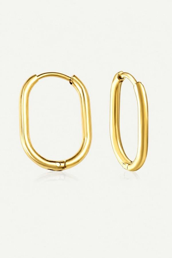 Serla Gold Plated Oval Hoop Earrings
