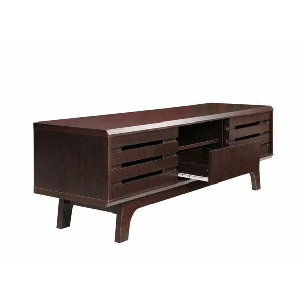 Timber Art Design Essentials TV Cabinet with Sliding Slatted Door and Shelf in Wenge Wood Effect
