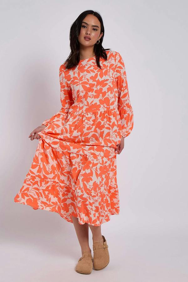 Urban Bliss Orange Stencil Floral Smock